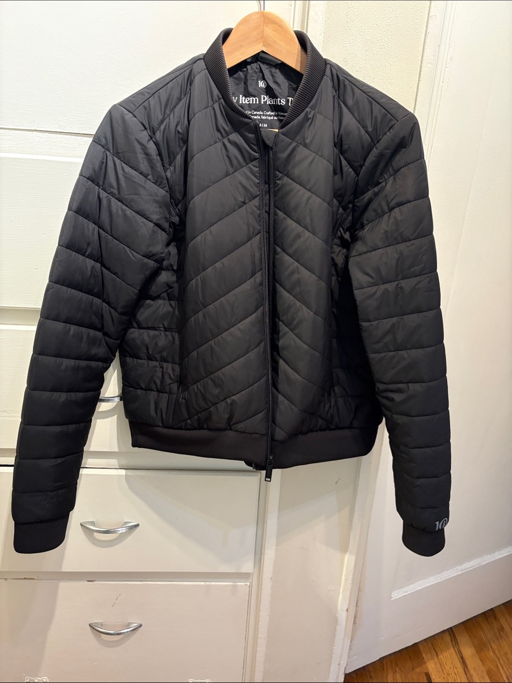 tentree Black Quilted Bomber Jacket
